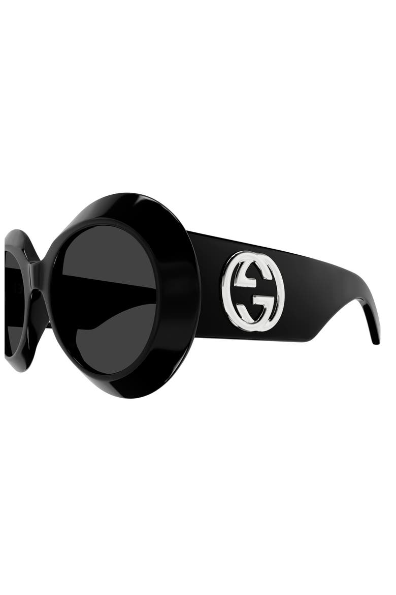 54mm Round Sunglasses, Alternate, color, BLACK