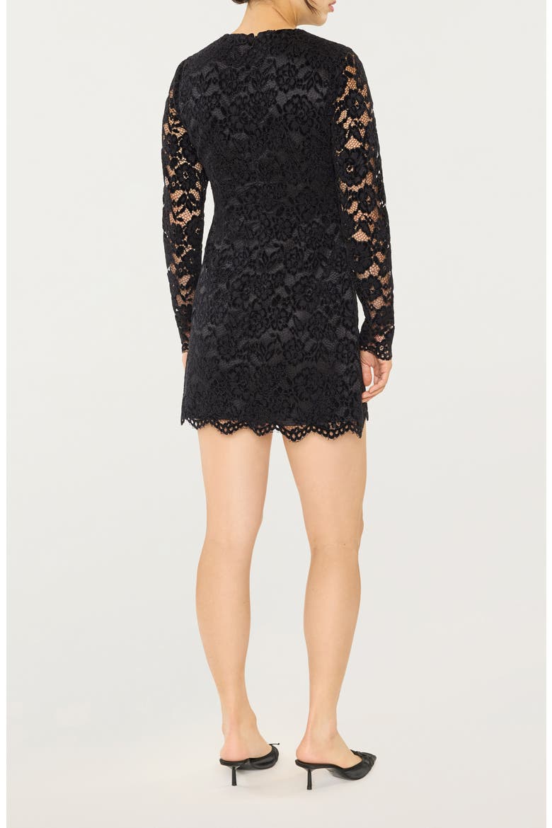 Tyler Long Sleeve Lace Minidress, Alternate, color, BLACK