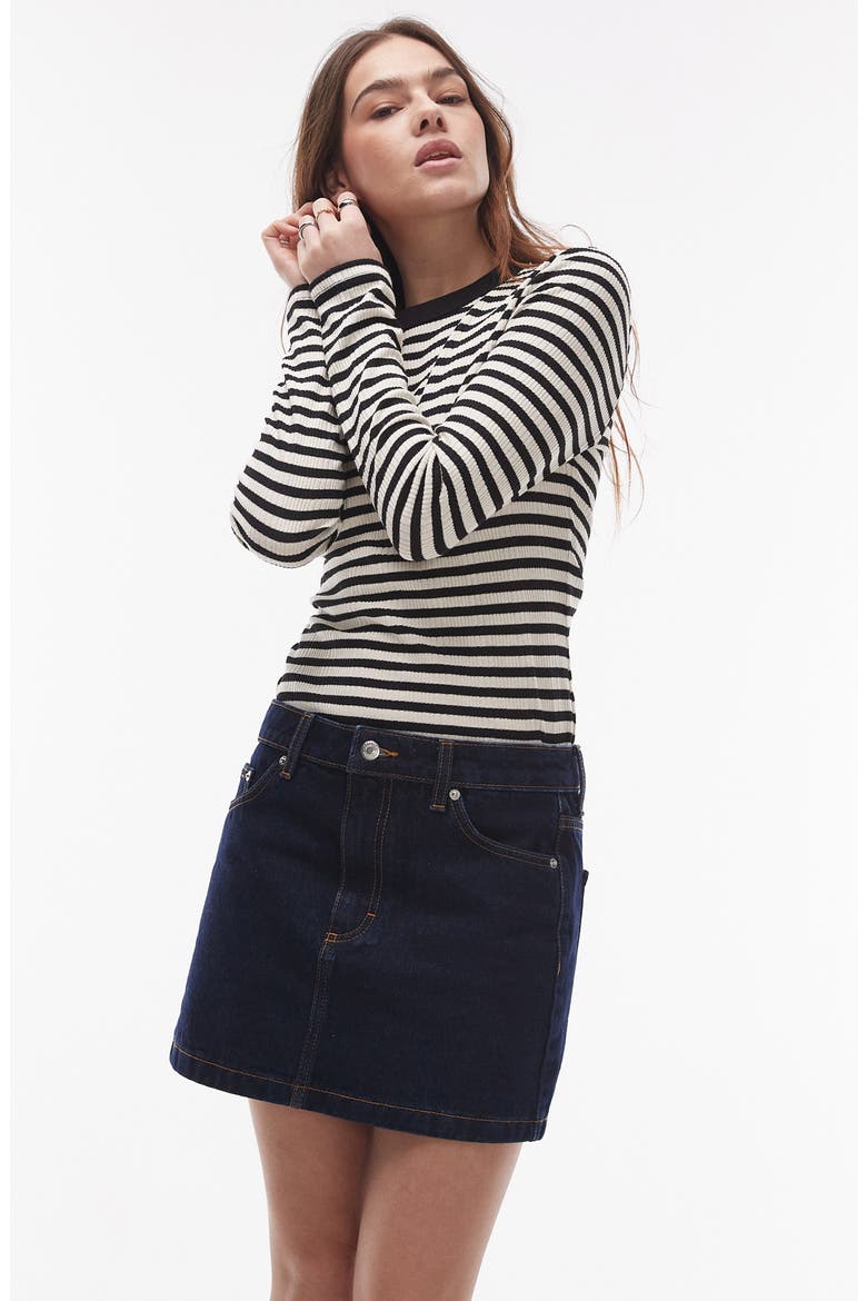Pelmet Denim Miniskirt, Alternate, color, MEDIUM BLUE