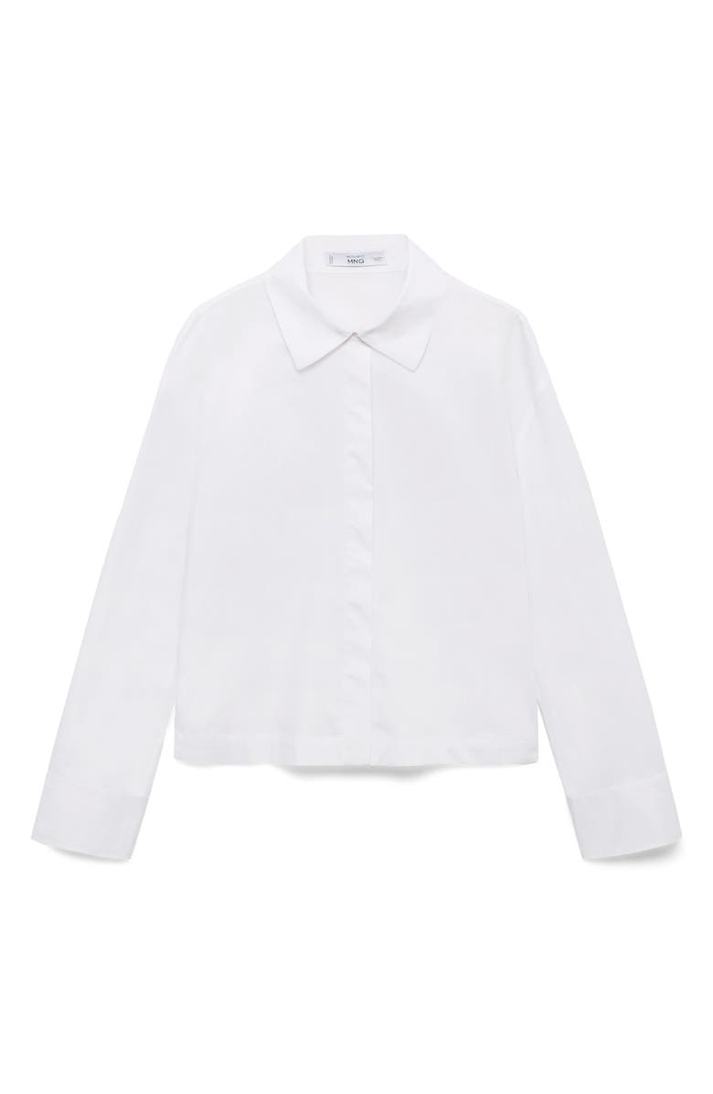 MANGO Poplin Crop Button-Up Shirt, Alternate, color, Off White