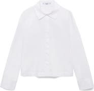 MANGO Poplin Crop Button-Up Shirt