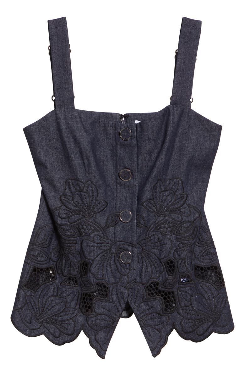 Veronica Beard Mirielle Eyelet Chambray Top, Alternate, color, Indigo Rinse