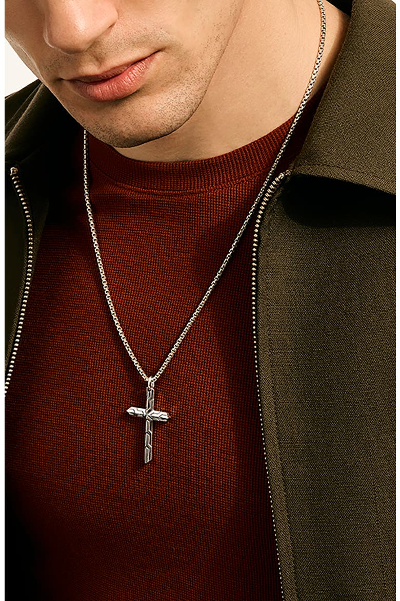 Icon 50 Cross Pendant Necklace, Alternate, color, SILVER