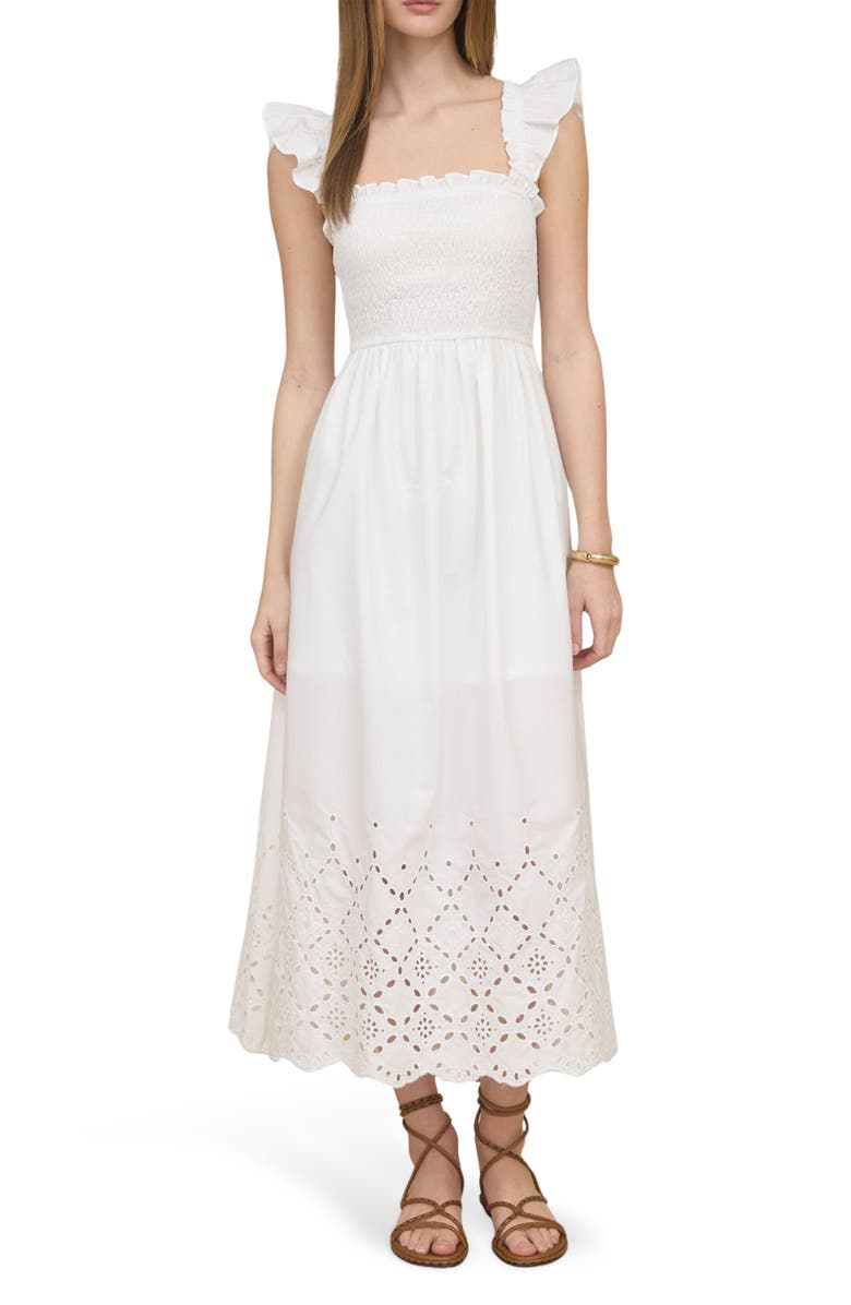 Blu Pepper Eyelet Midi Dress, Main, color, White
