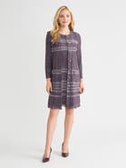 Misook Melange Striped Fringe Trim Knit Jacket