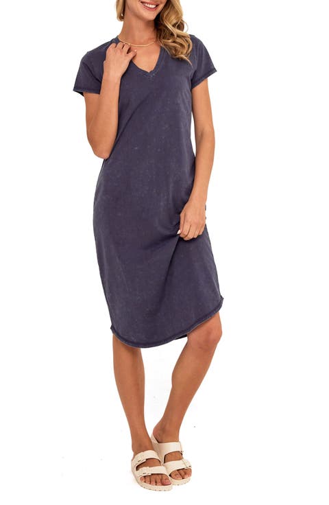 Ethel Mineral Wash V-Neck Cotton Midi Dress