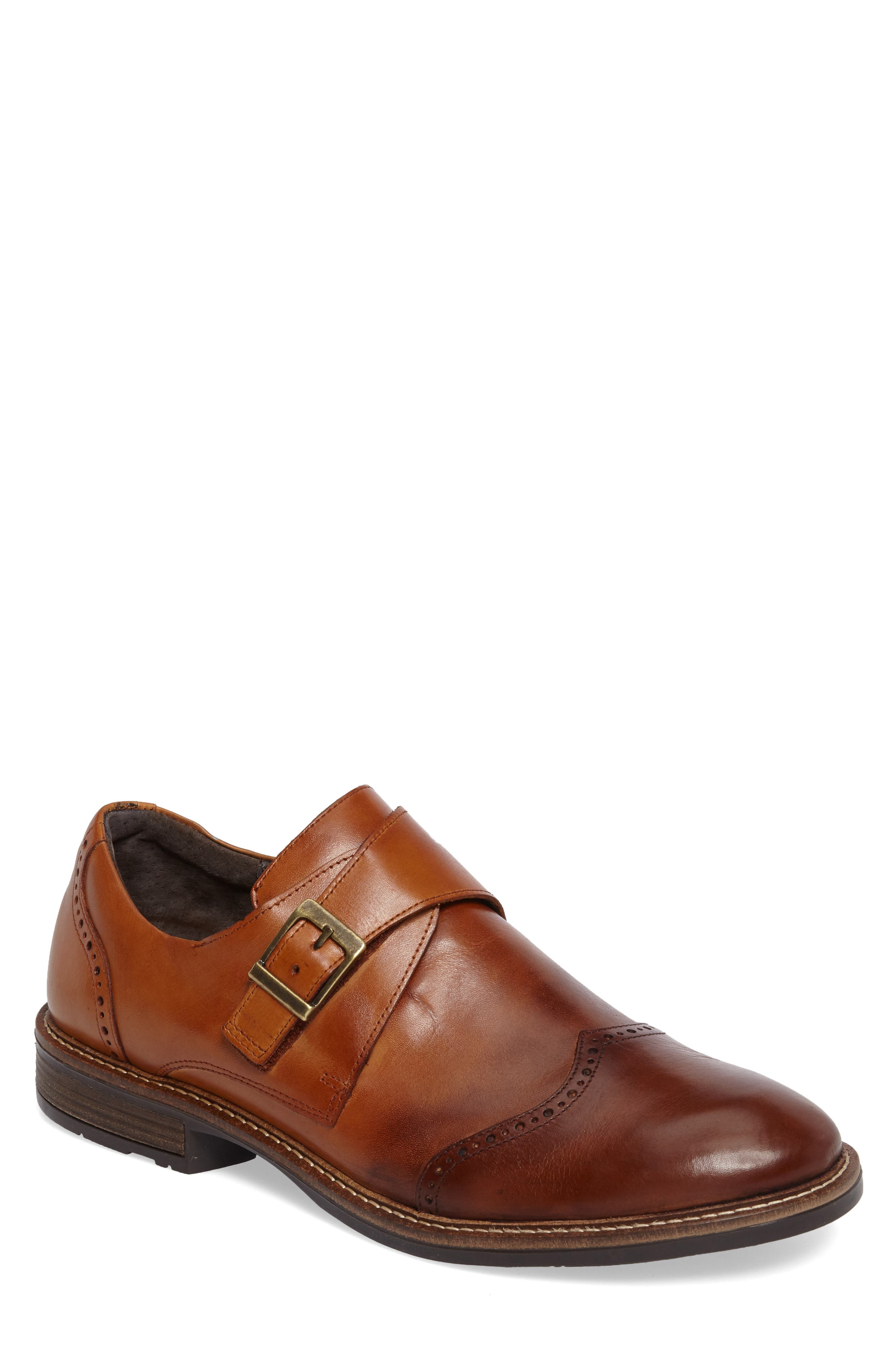 Evidence Monk Strap Shoe, Main, color, COGNAC BRANDY LEATHER
