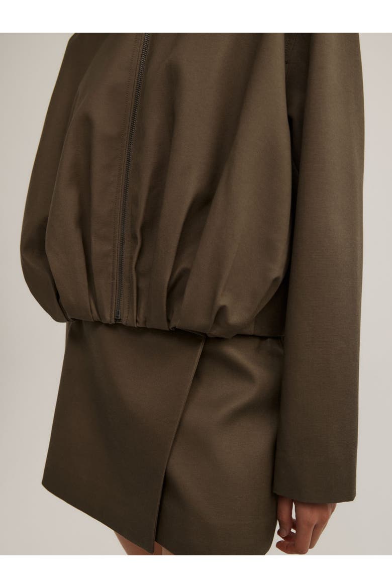 Gathered Hem Bomber Jacket, Alternate, color, Khaki