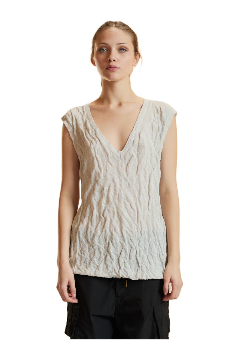 Crinkle Knit Sleeveless Top, Main, color, White