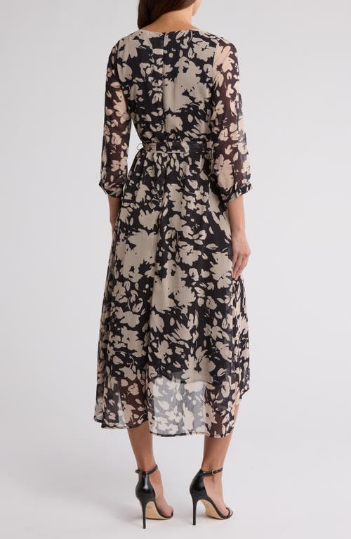 Area Stars Night Bouquet Long Sleeve Dress In Black/grey