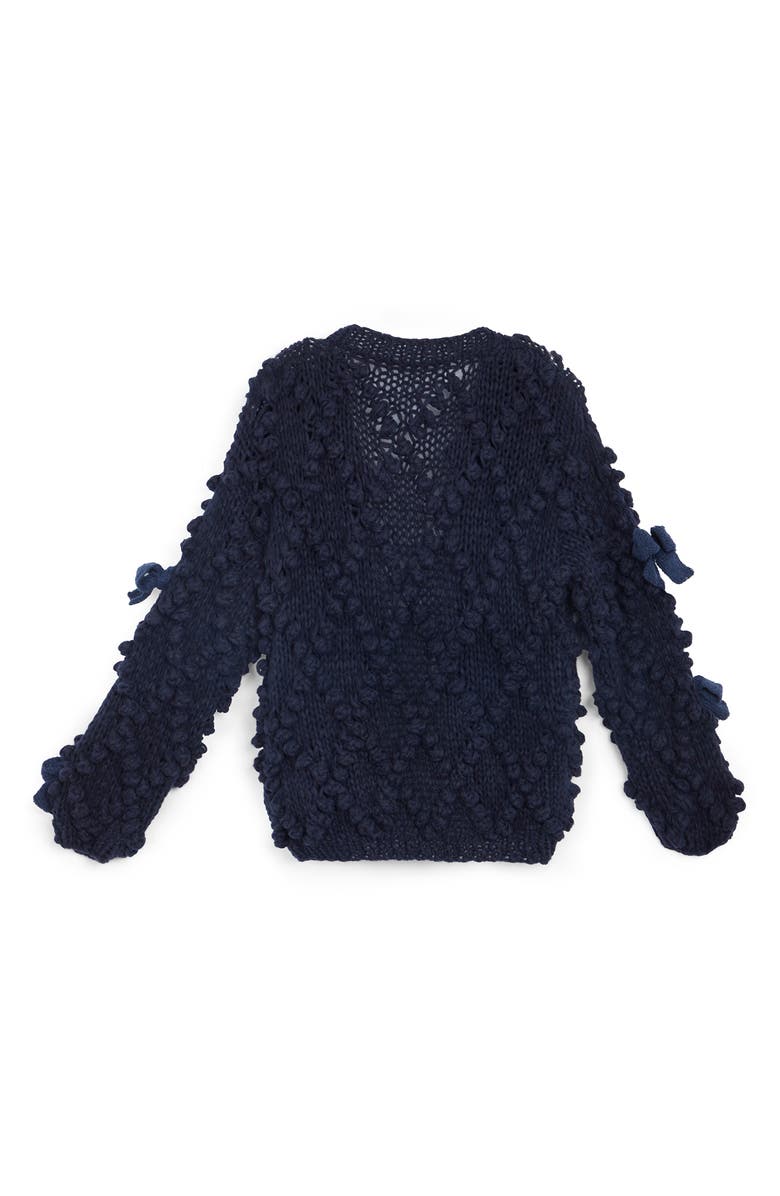 SAACHI Bow Chunky Knit Cardigan, Alternate, color, Navy