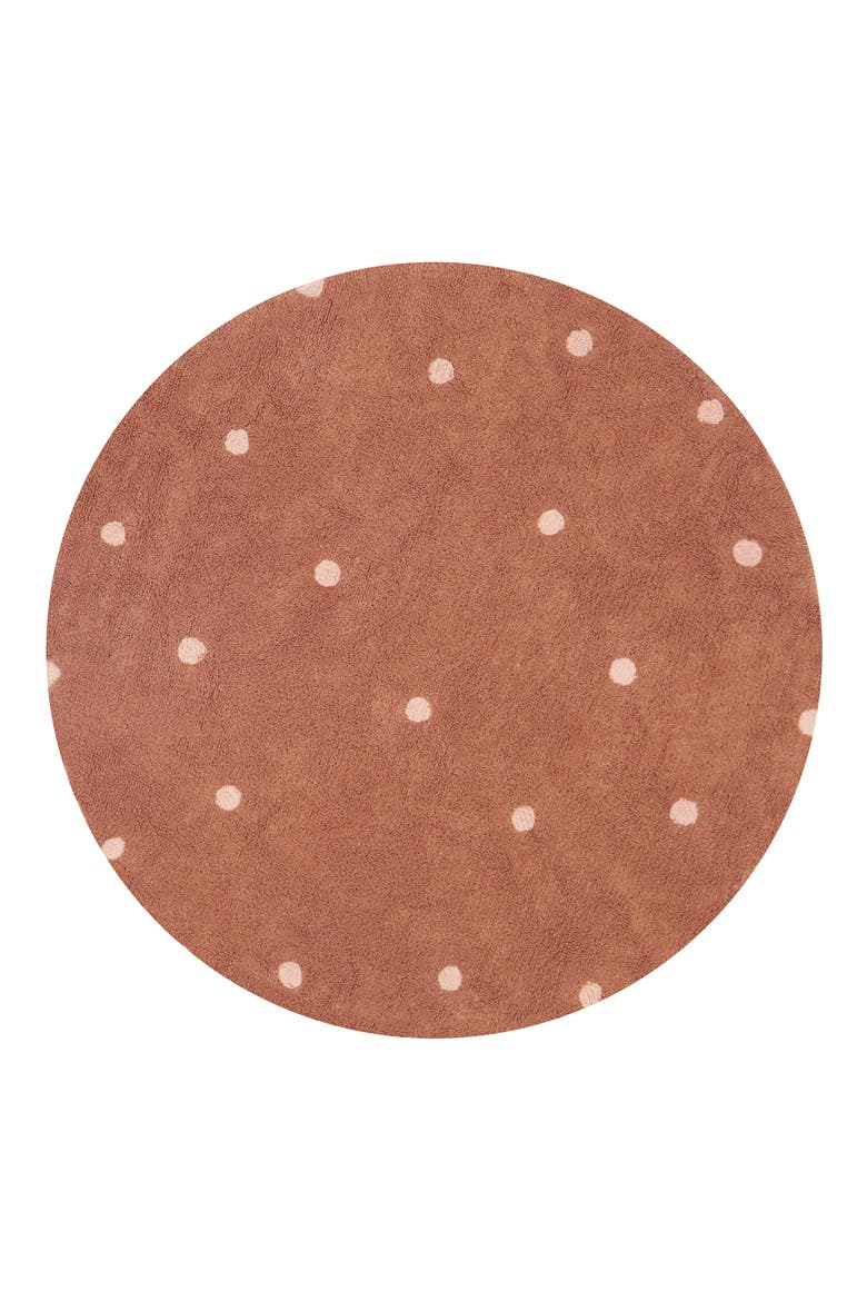 Kids' Wasahable Round Dot Play Rug, Main, color, CHESTNUT ROSE