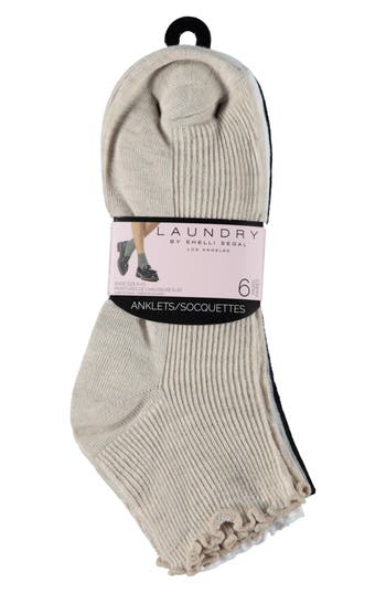 Laundry By Shelli Segal 6-pack Lettuce Edge Quarter Length Socks In Gray