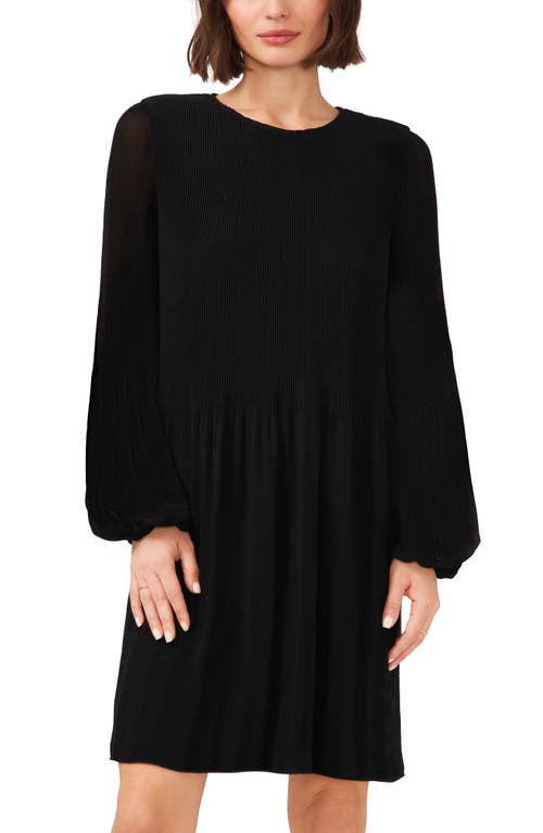 Halogen ® Plissé Long Sleeve Dress In Black