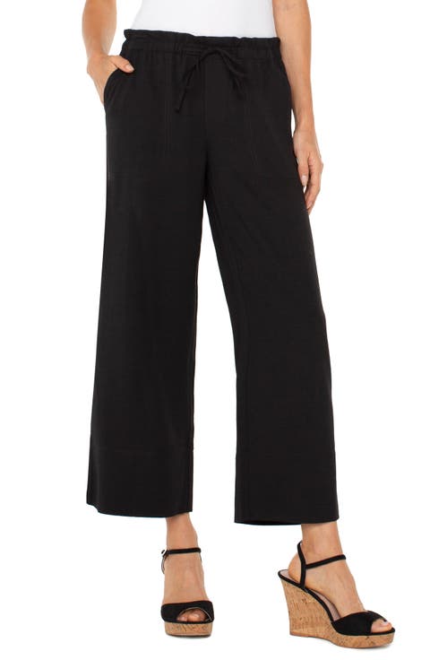 Tie Waist Ankle Wide Leg Pants (Regular & Petite)