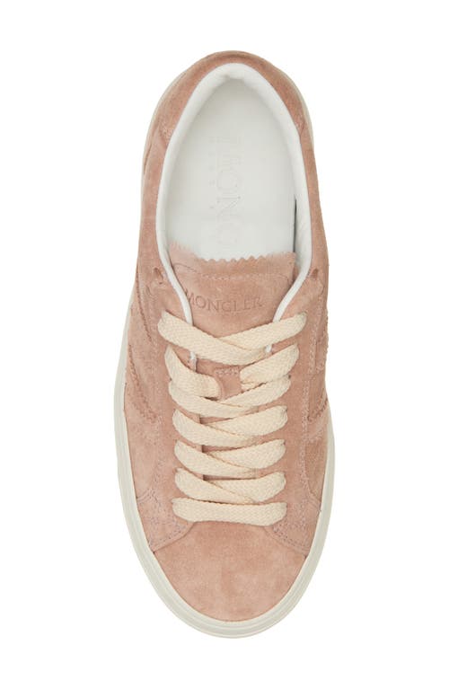 Moncler Monaco Suede Low-top Sneakers In Rose Dust