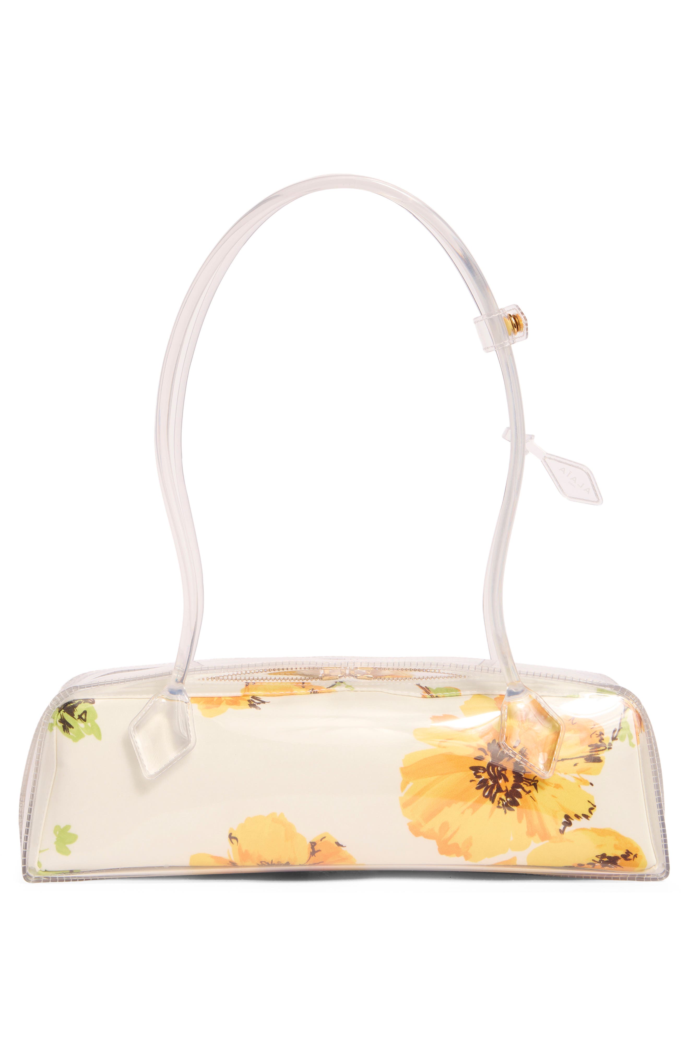 Medium Le Teckel Floral Print East/West Shoulder Bag, Alternate, color, BLANC/ JAUNE 022