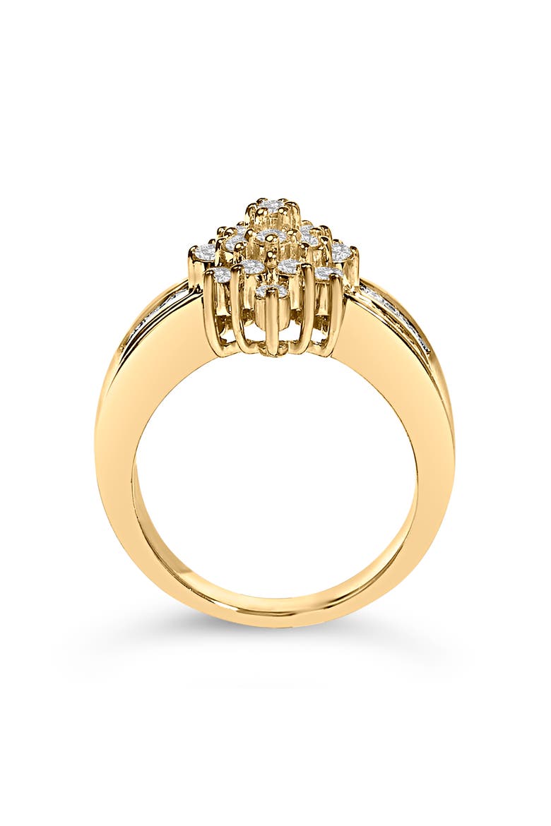 10K Gold 1.0 Cttw Diamond Floral Cluster Band Statement Ring, Alternate, color, Yellow Gold