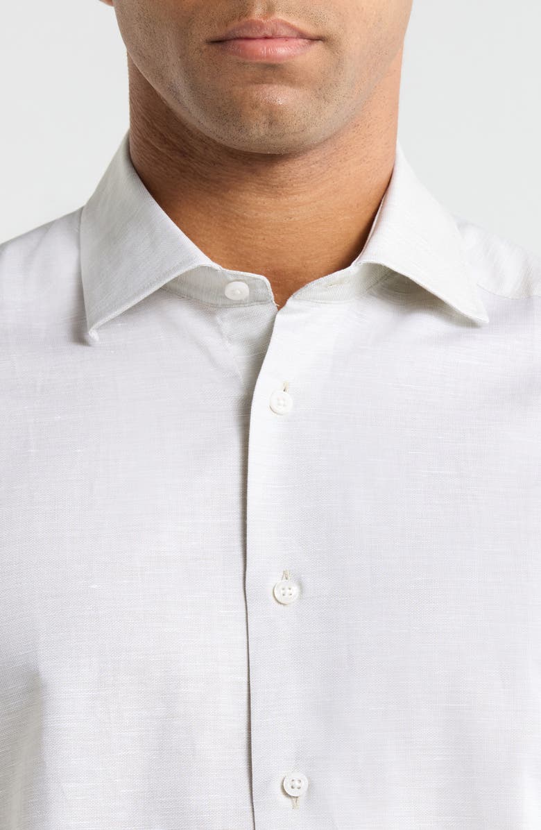 Jack Victor Danforth Stretch Cotton & Linen Blend Dress Shirt, Alternate, color, Sage