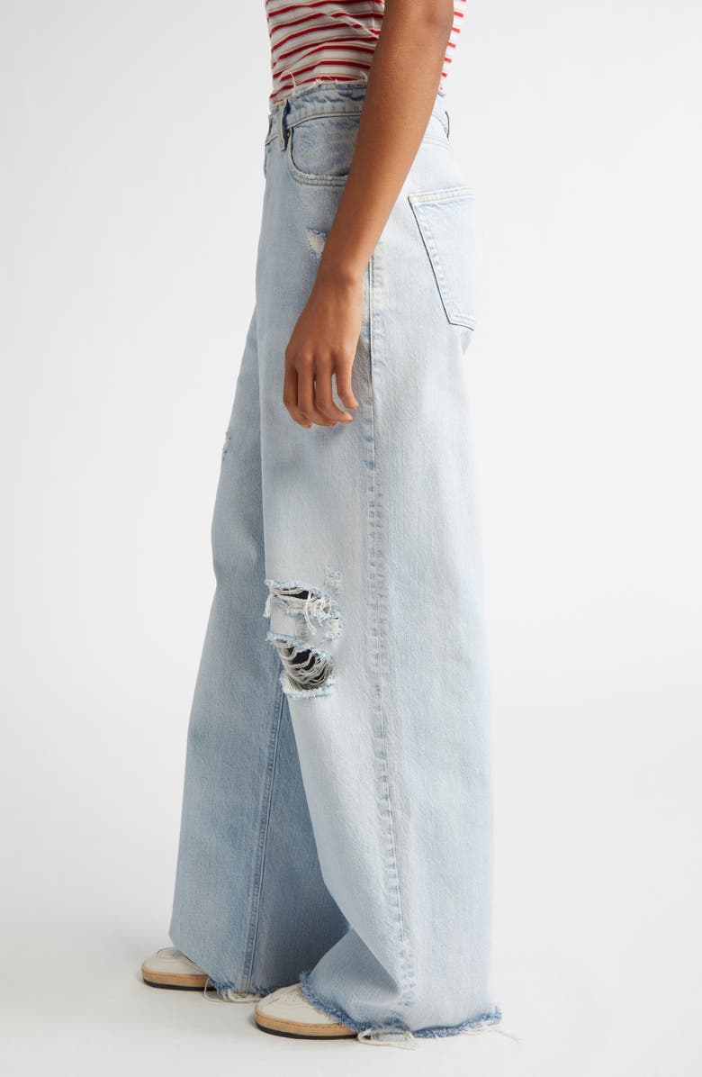 Golden Goose Melody Distressed Raw Hem Wide Leg Jeans, Alternate, color, Cloud Blue