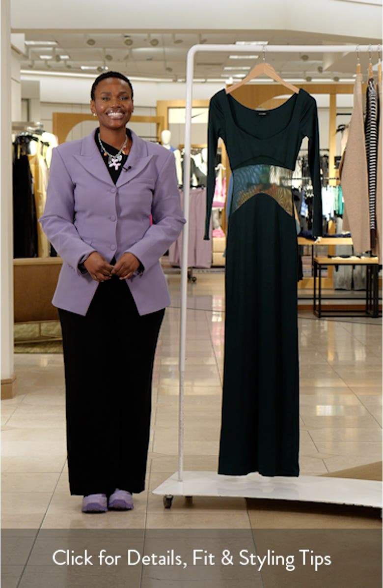 Glitz Hour Long Sleeve Mesh Body-Con Maxi Dress, sales video thumbnail