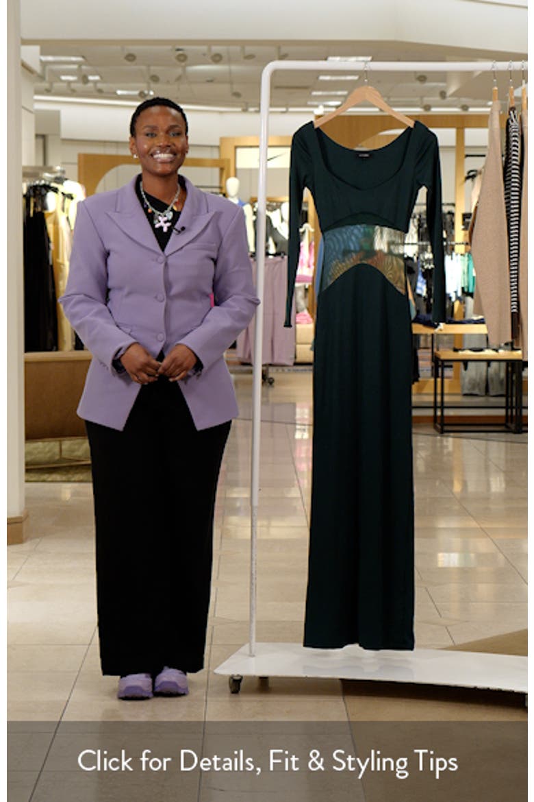 Glitz Hour Long Sleeve Mesh Body-Con Maxi Dress video