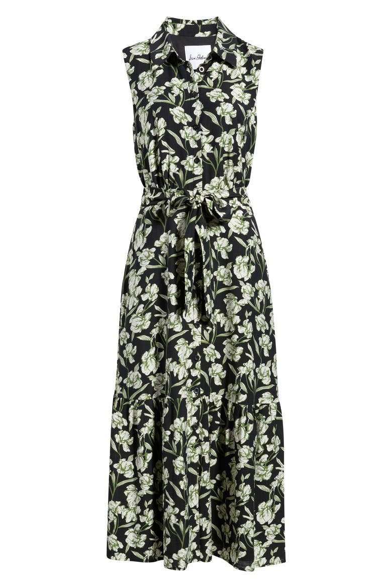 Garden Floral Tie Waist Sleeveless Maxi Dress, Main, color, OLIVE