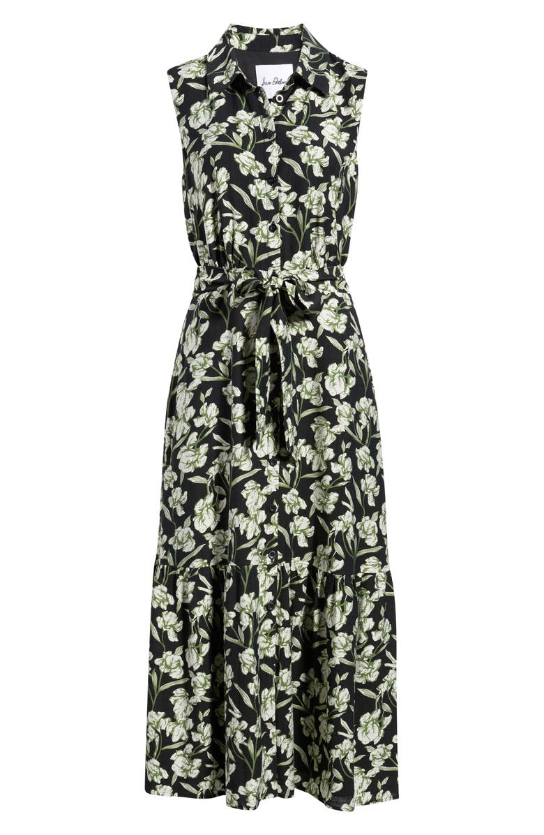 Sam Edelman Garden Floral Tie Waist Sleeveless Maxi Dress, Main, color, Olive