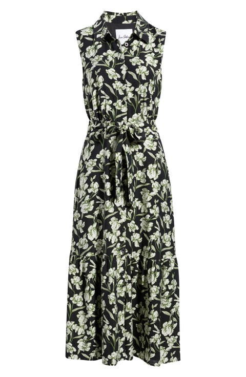 Garden Floral Tie Waist Sleeveless Maxi Dress