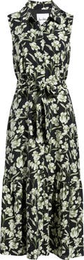 Sam Edelman Garden Floral Tie Waist Sleeveless Maxi Dress