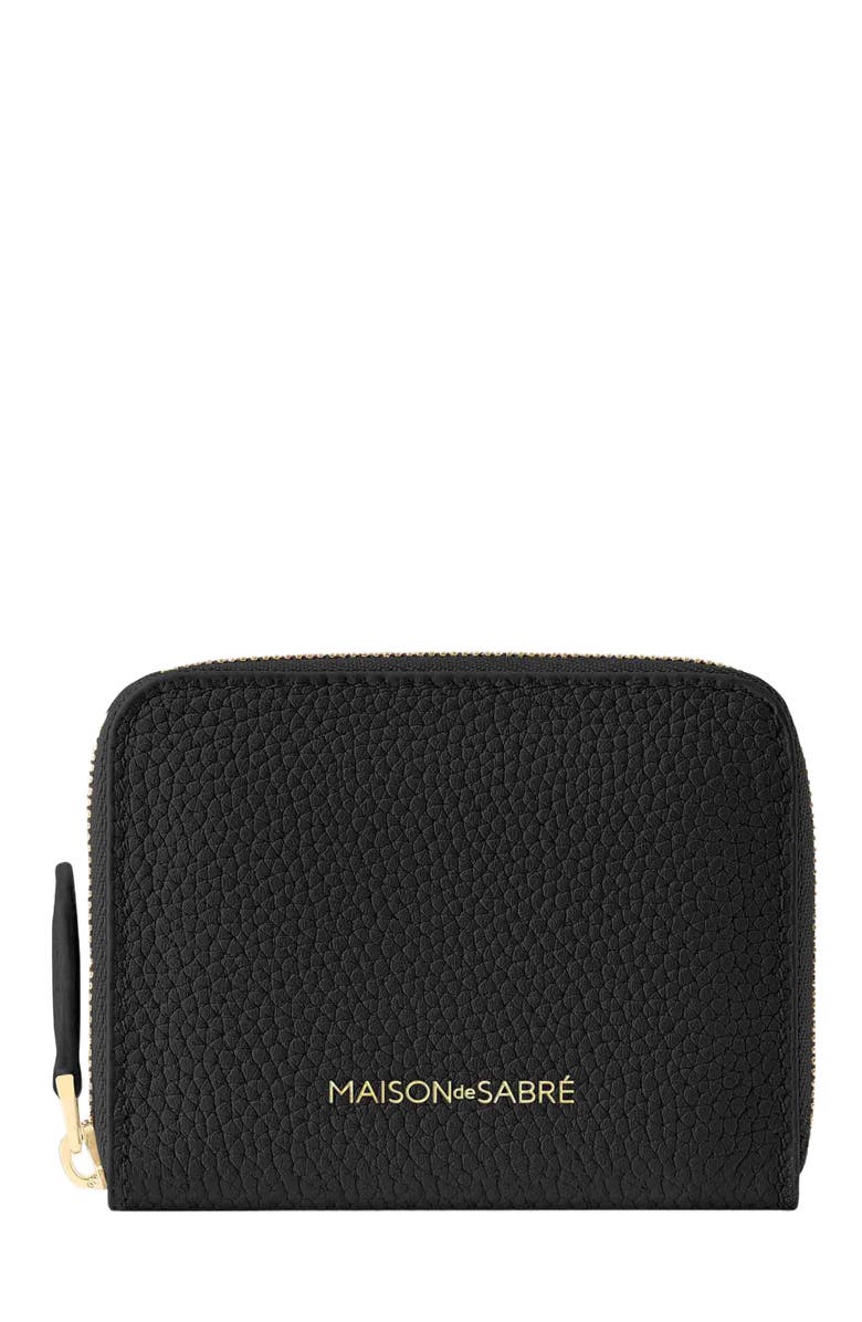 MAISON de SABRÉ Small Leather Zipped Wallet, Main, color, Black Caviar