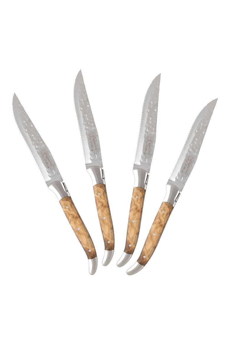 Set of 4 Laguiole Connoisseur BBQ Steak Knives, Main, color, OLIVEWOOD