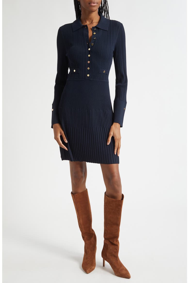 Lauper Variegated Rib Long Sleeve Sweater Dress, Main, color, NAVY