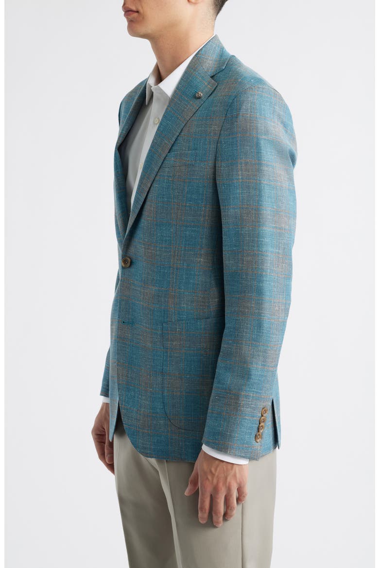 Hampton Teal Plaid Wool & Silk Blend Sport Coat, Alternate, color, TEAL