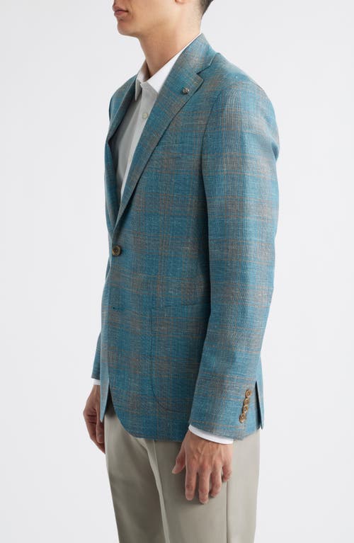 Jack Victor Hampton Teal Plaid Wool & Silk Blend Sport Coat
