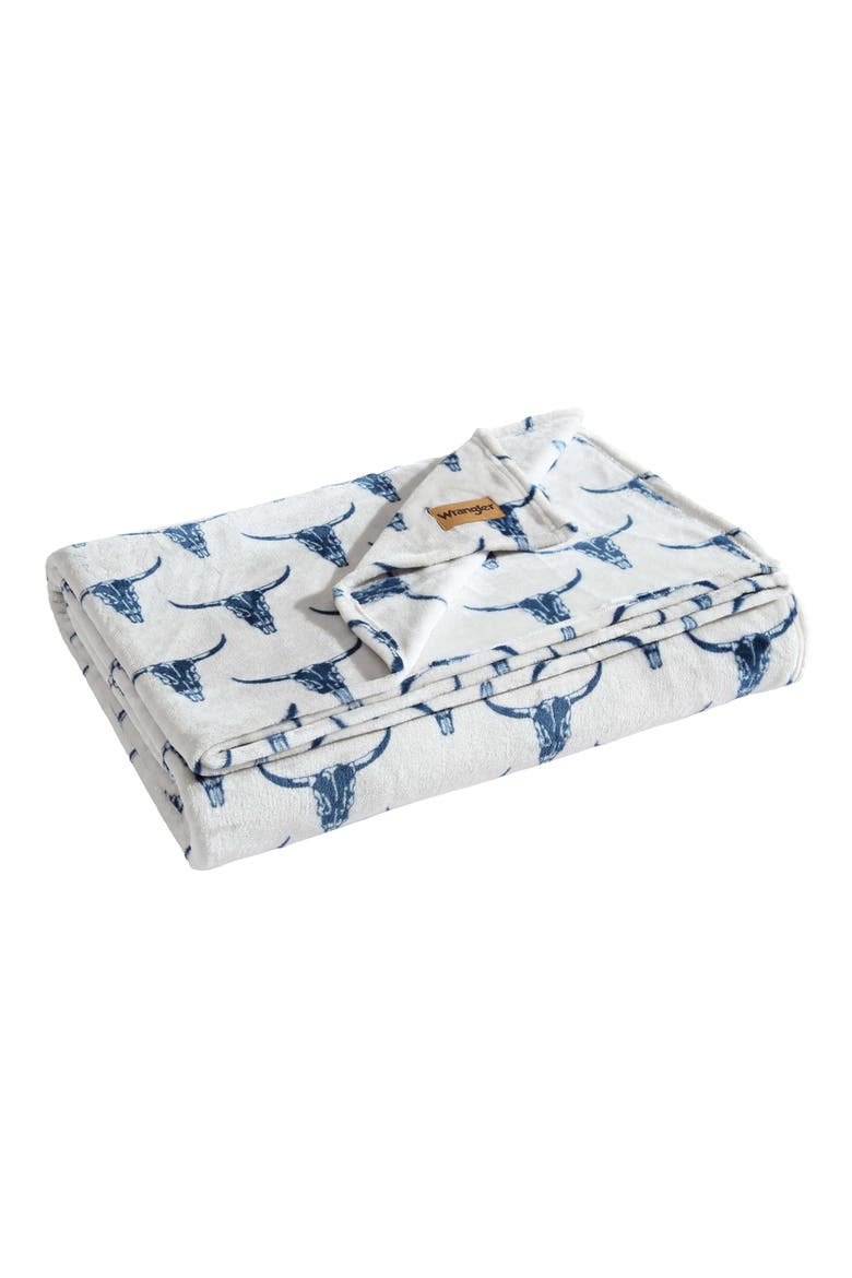 Steer Head Throw Blanket, Main, color, DARK BLUE