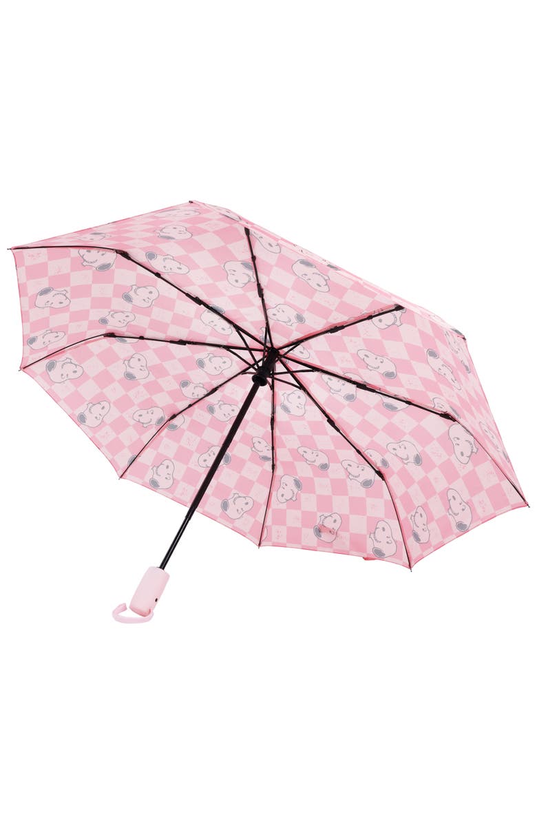 PEANUTS Checker Umbrella, Alternate, color, Pink