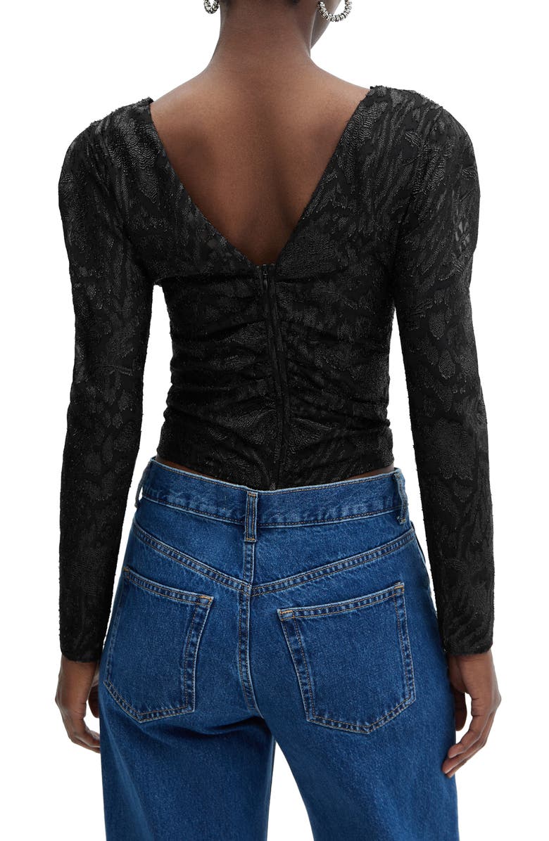 MANGO Floral Fil Coupé Jacquard Knit Top, Alternate, color,