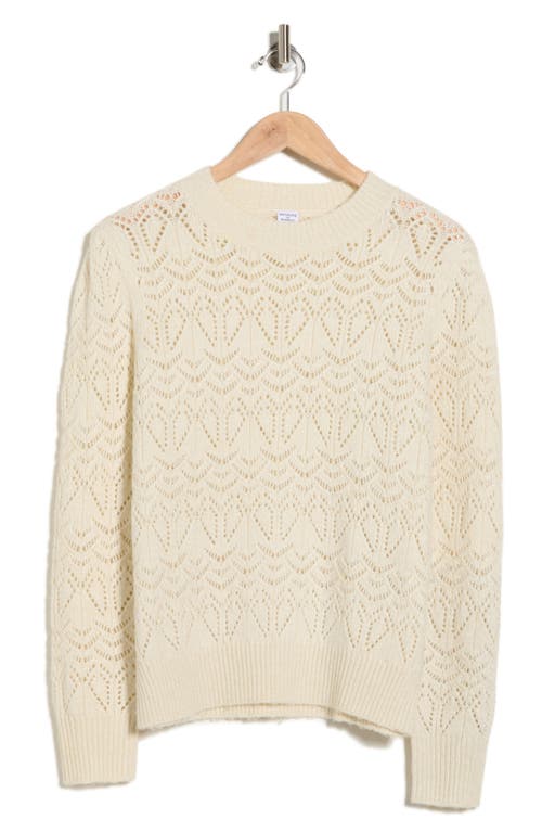 Melrose And Market Sparklke Pointelle Stitch Sweater In White