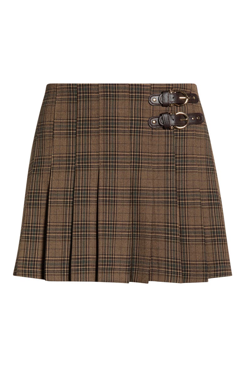 Chantel Plaid Pleated Miniskirt, Alternate, color, BROWN PLAID