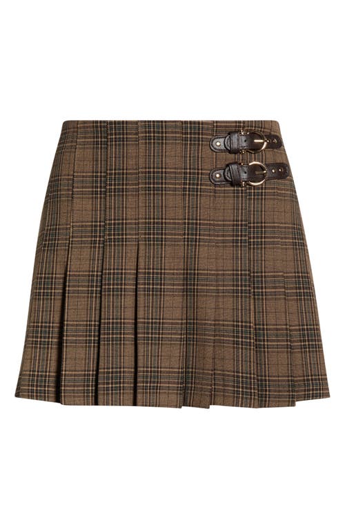 Astr The Label Chantel Plaid Pleated Miniskirt In Brown
