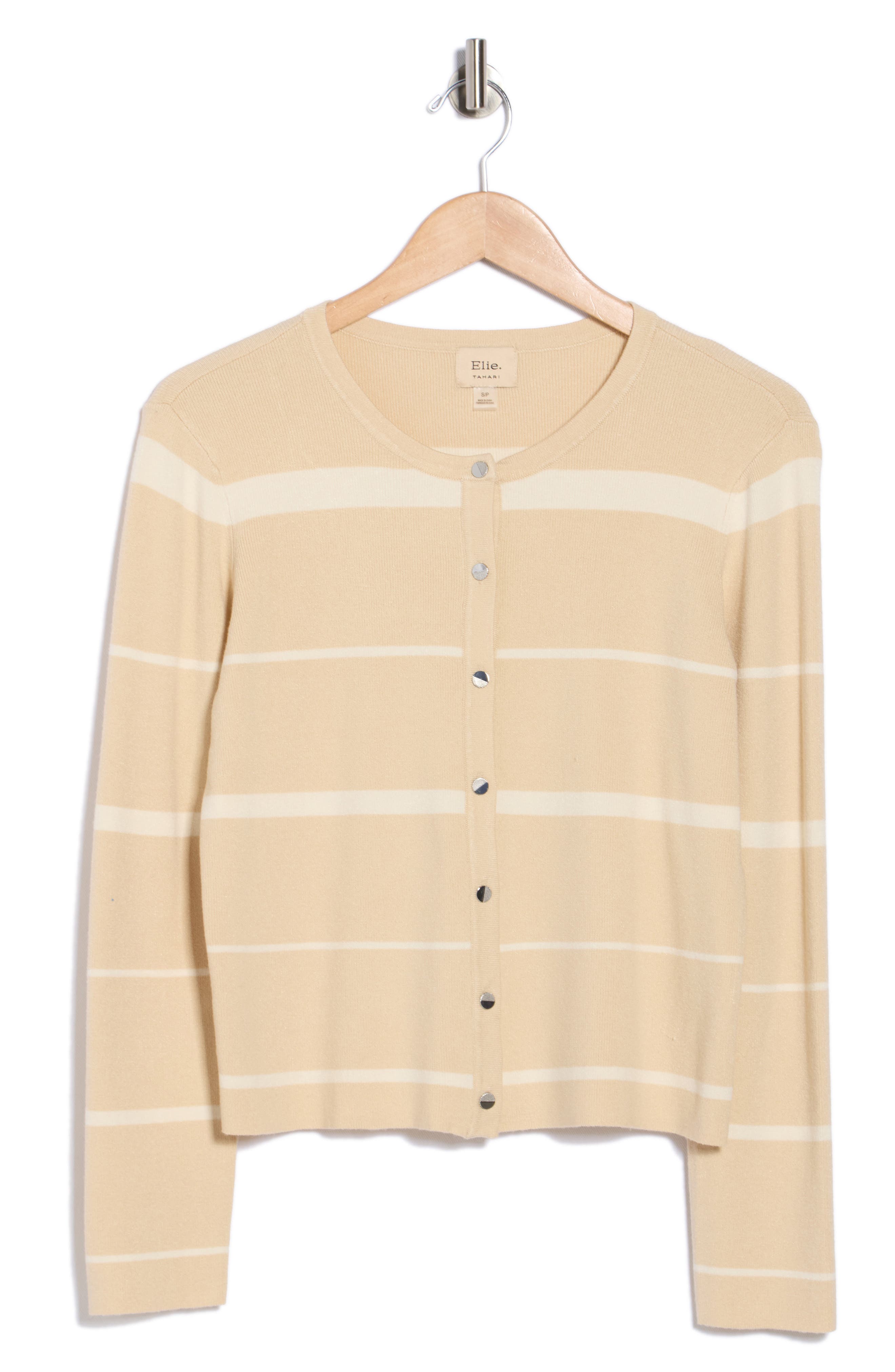 ELIE ELIE TAHARI Variegated Stripe Crop Cardigan