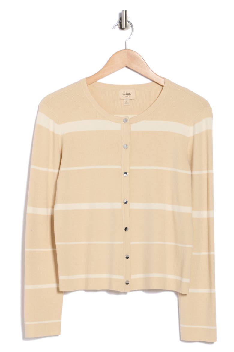Variegated Stripe Crop Cardigan, Alternate, color, SAND/ IVORY STRIPE