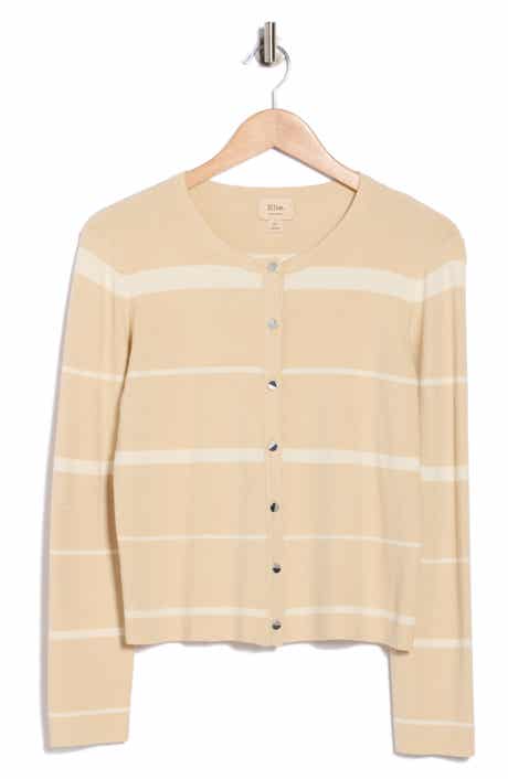 ELIE ELIE TAHARI Variegated Stripe Crop Cardigan