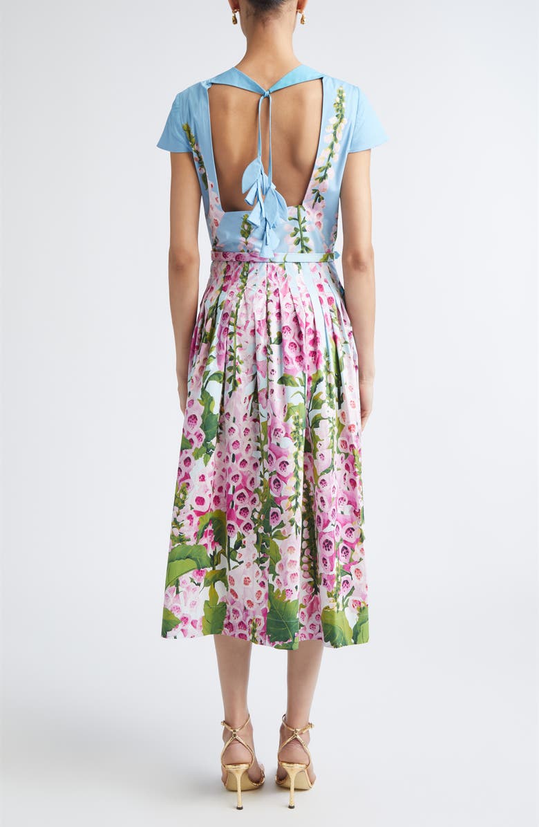 Oscar de la Renta Foxglove Stretch Poplin Fit & Flare Dress, Alternate, color, Lilac/ Sky