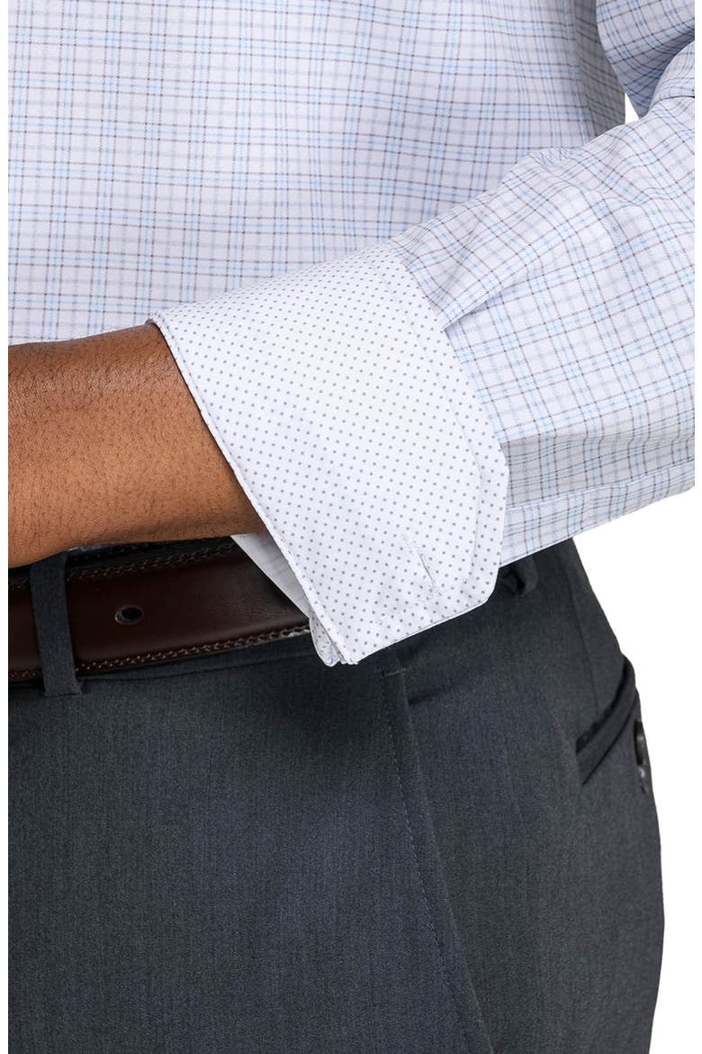 Slim Fit Microcheck Performance Dress Shirt, Alternate, color, WHITE/ SILVER
