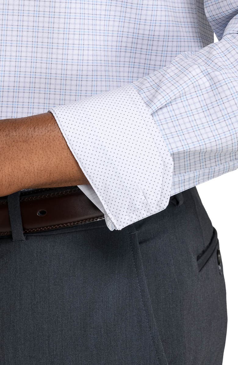 W.R.K Slim Fit Microcheck Performance Dress Shirt, Alternate, color, White/ Silver