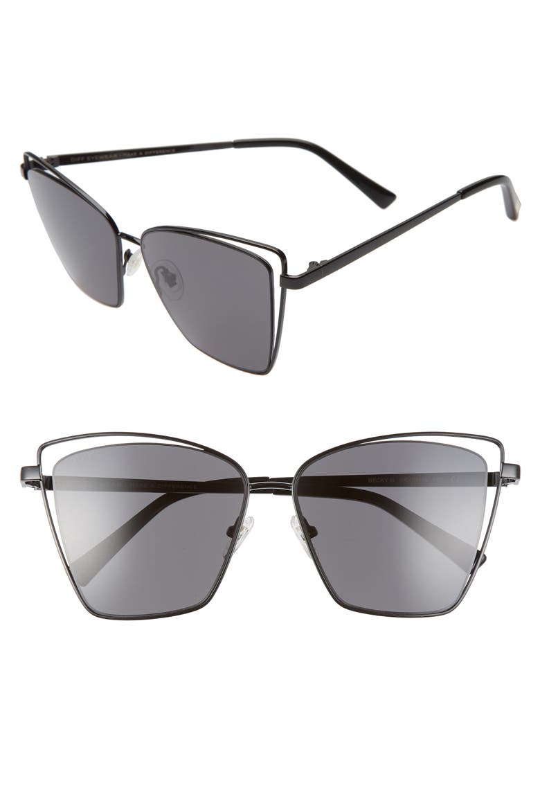 Becky III 57mm Sunglasses, Main, color, BLACK/ GREY