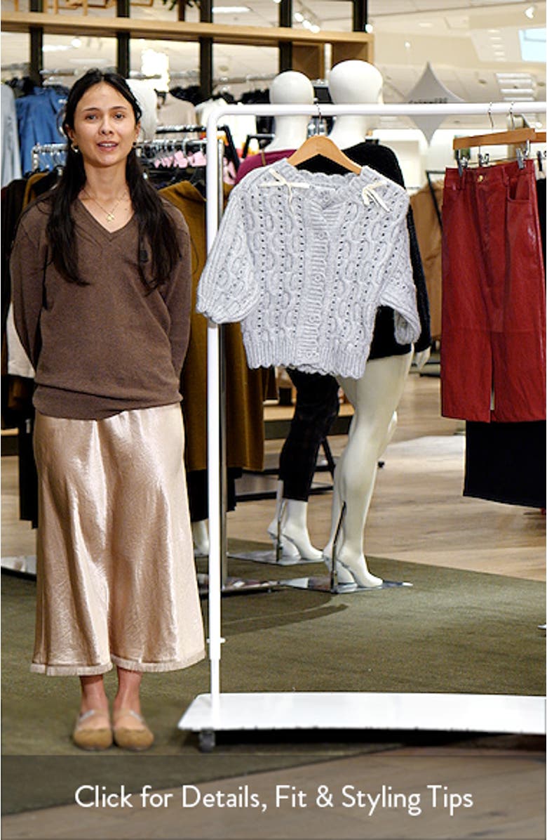 Bow Cable Stitch Short Sleeve Cardigan, sales video thumbnail