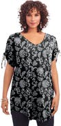 Roaman's Plus Size Ruched Sleeve Ultra Drape Tunic